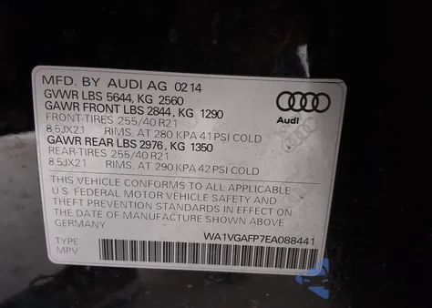 2014 Audi Sq5 3.0T Premium Plus from USA, damaged, VIN WA1VGAFP7EA088441